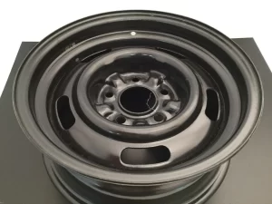 Black car steel wheel rim.