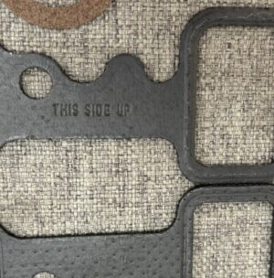 1963-72 intake gasket set, NOS, round tabs, for 327-35 SKU# 153